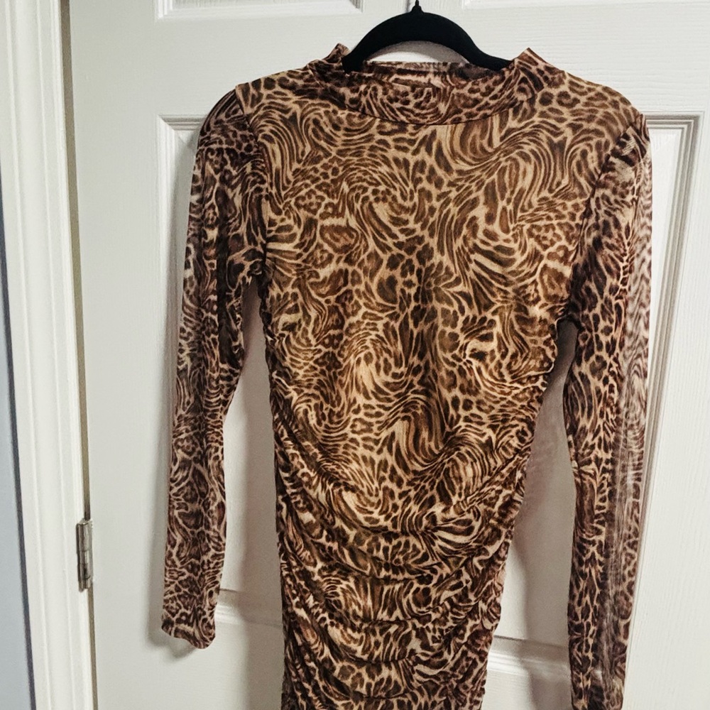 Leopard Print Long Sleeve Dress